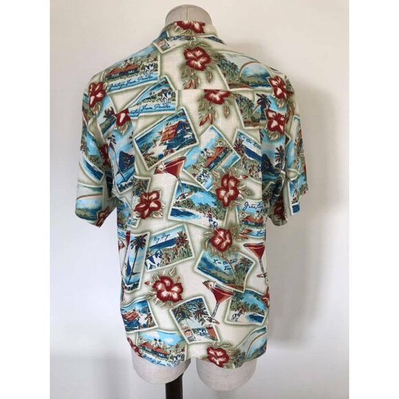 NWT BIG DOGS Short Sleeve Hawaiian Shirt Mens Size Small Postcard Floral Martini - Picture 8 of 8